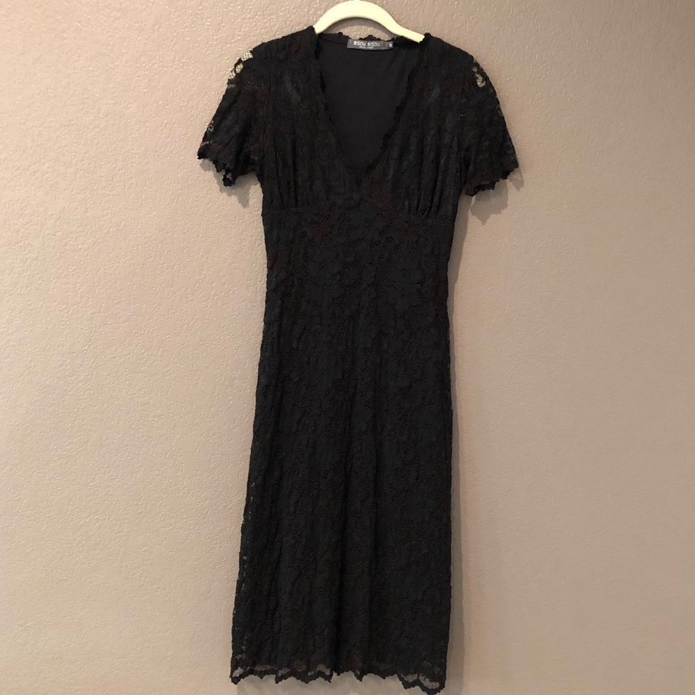 Bisou Bisou Black Lace Bodycon Dress